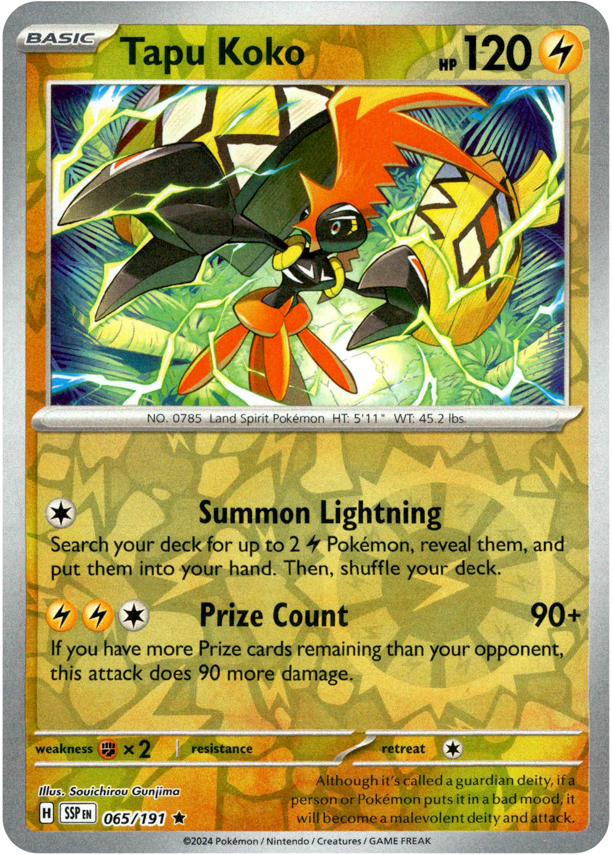 Tapu Koko - 065/191 - Surging Sparks - Reverse Holo - Card Cavern