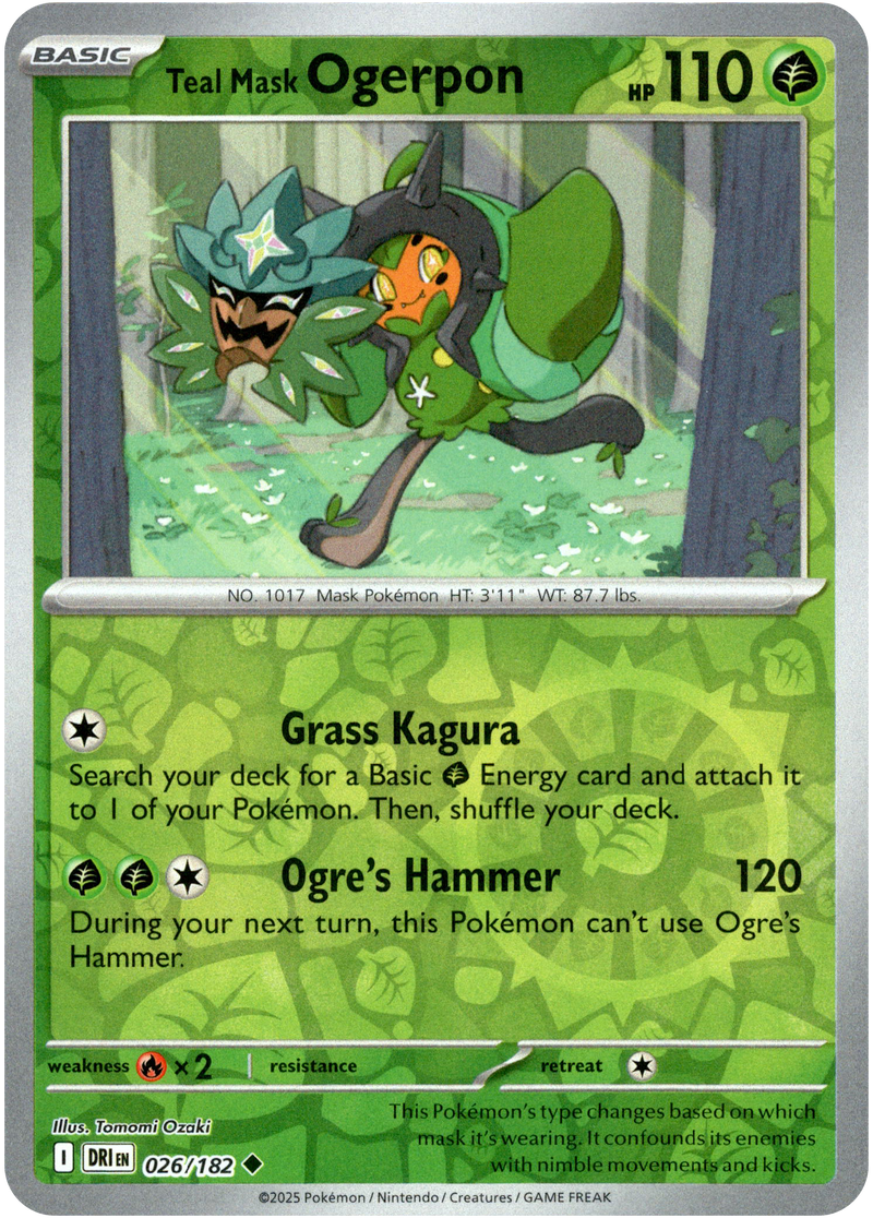 Teal Mask Ogerpon - 026/182 - Destined Rivals - Reverse Holo - Card Cavern