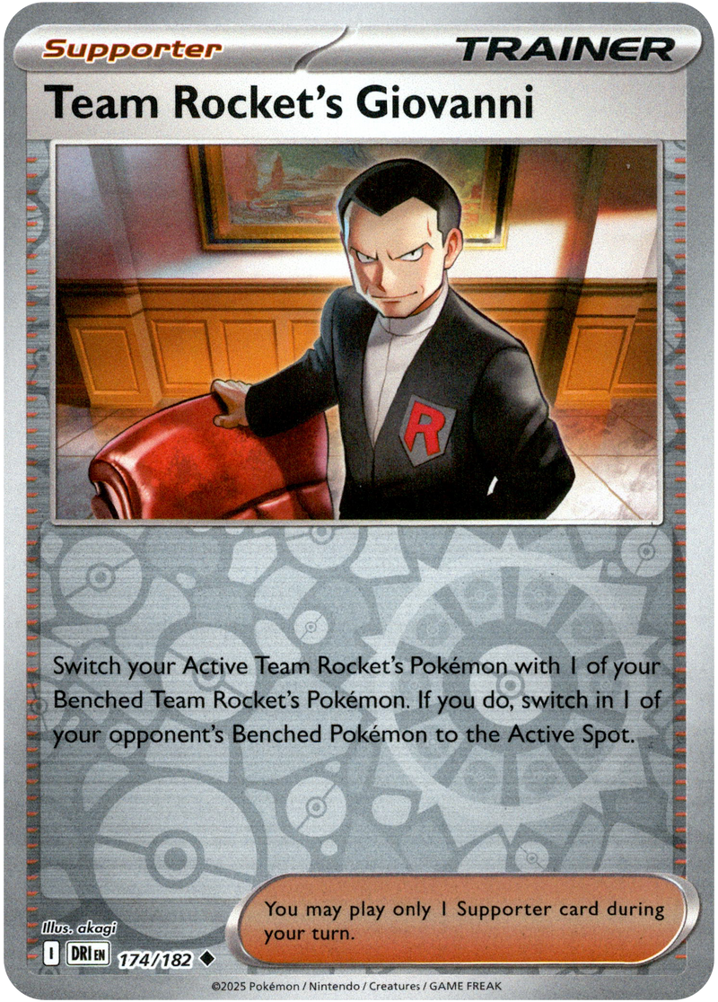 Team Rocket's Giovanni - 174/182 - Destined Rivals - Reverse Holo Card Cavern Trading Cards, LLC Team Rocket's Giovanni - 174/182 - Destined Rivals - Reverse Holo Card Cavern Trading Cards, LLC