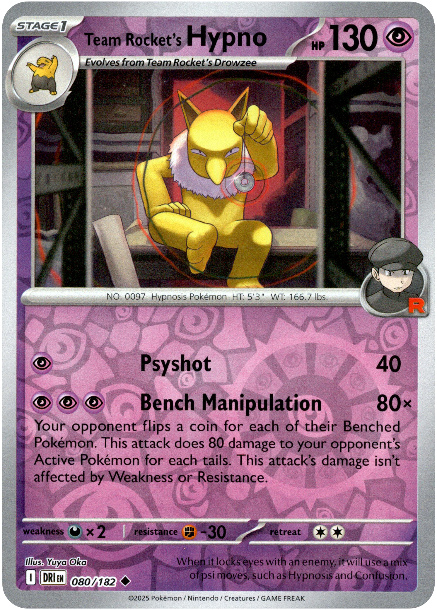 Team Rocket's Hypno - 080/182 - Destined Rivals - Reverse Holo - Card Cavern