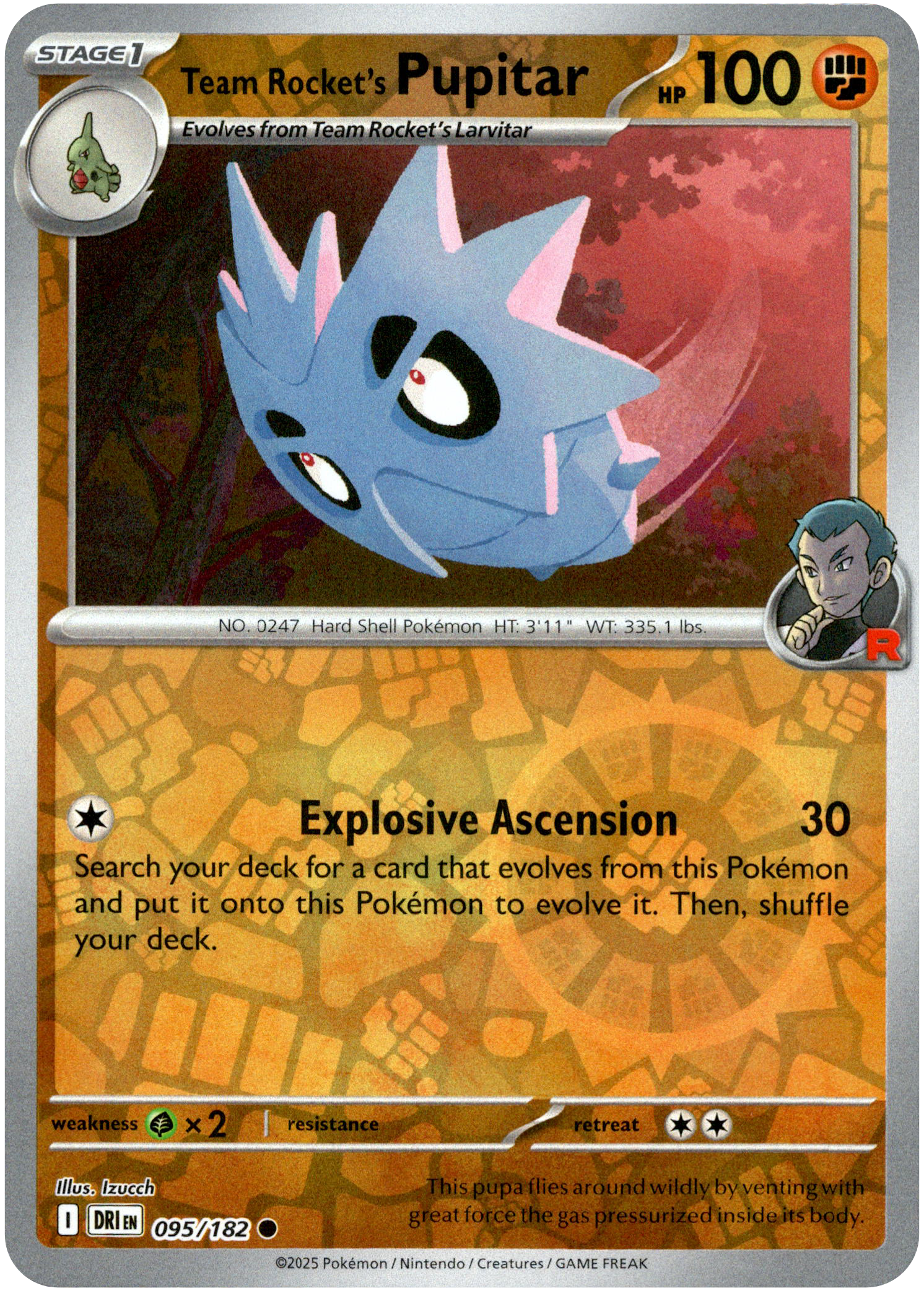 Team Rocket's Pupitar - 095/182 - Destined Rivals - Reverse Holo - Card Cavern