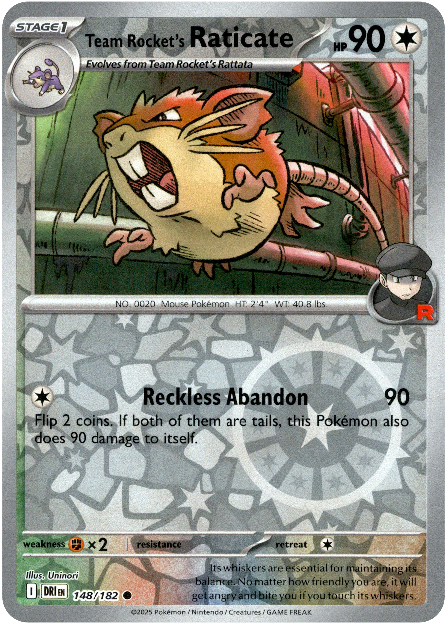 Team Rocket's Raticate - 148/182 - Destined Rivals - Reverse Holo - Card Cavern