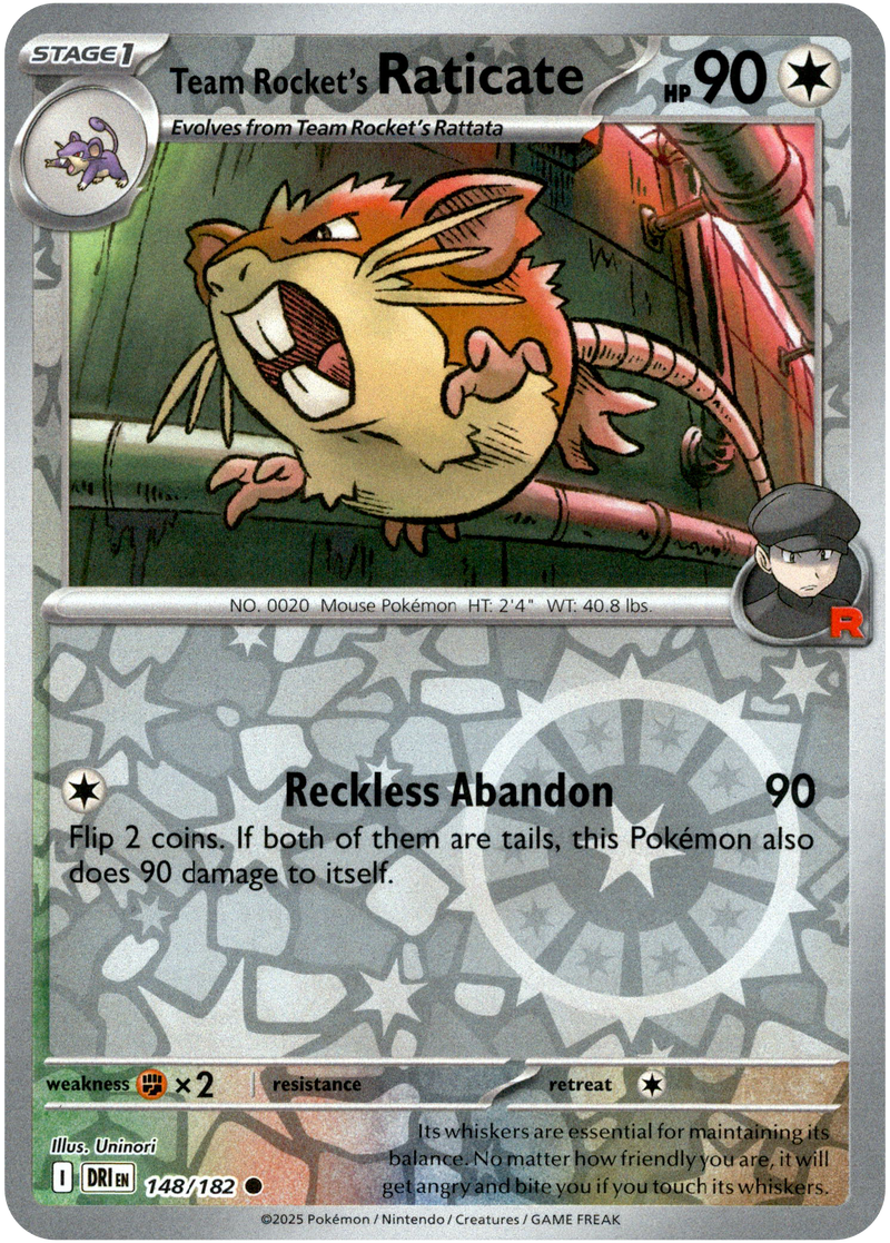 Team Rocket's Raticate - 148/182 - Destined Rivals - Reverse Holo - Card Cavern