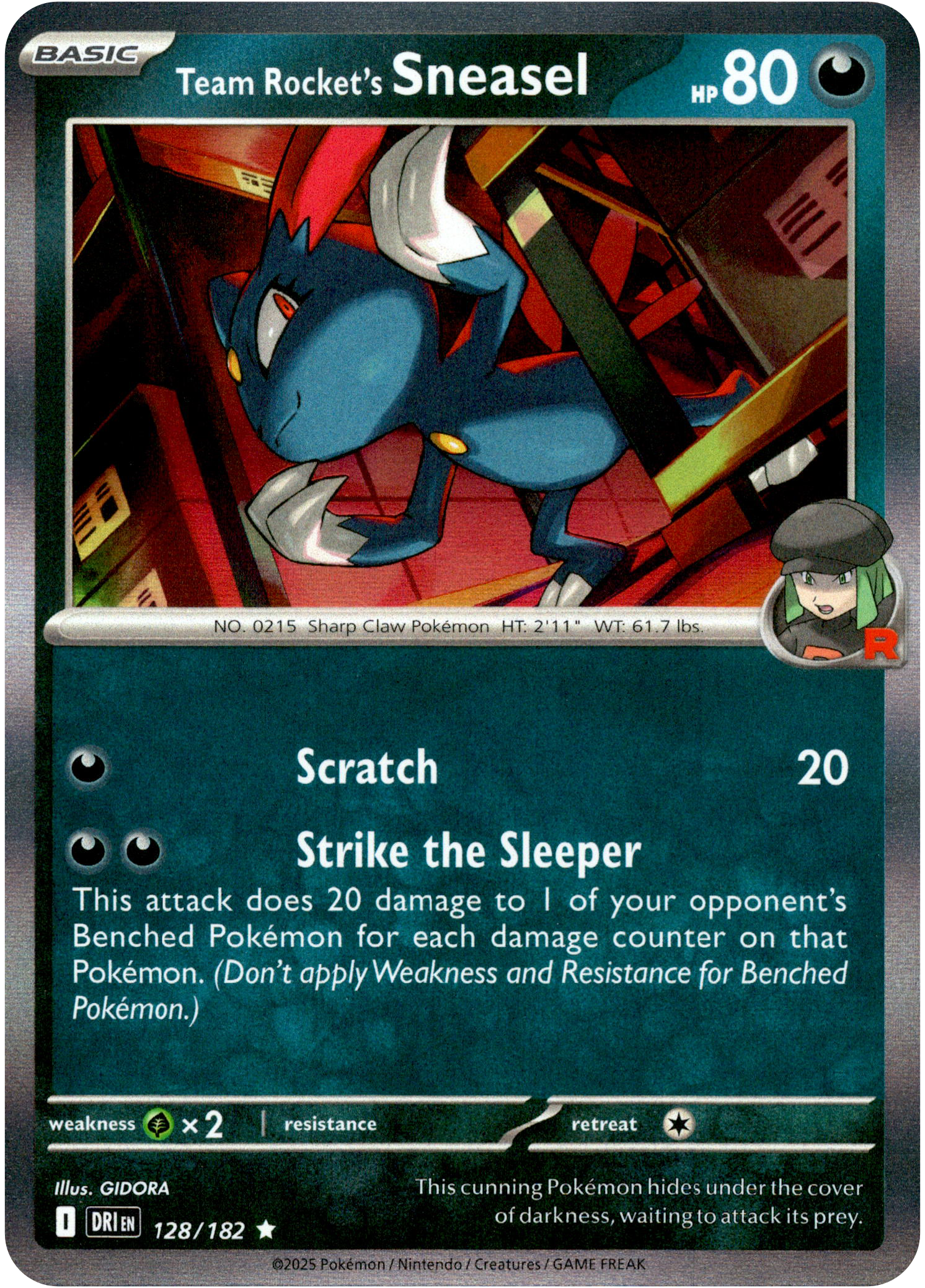 Team Rocket's Sneasel - 128/182 - Destined Rivals - Holo - Card Cavern