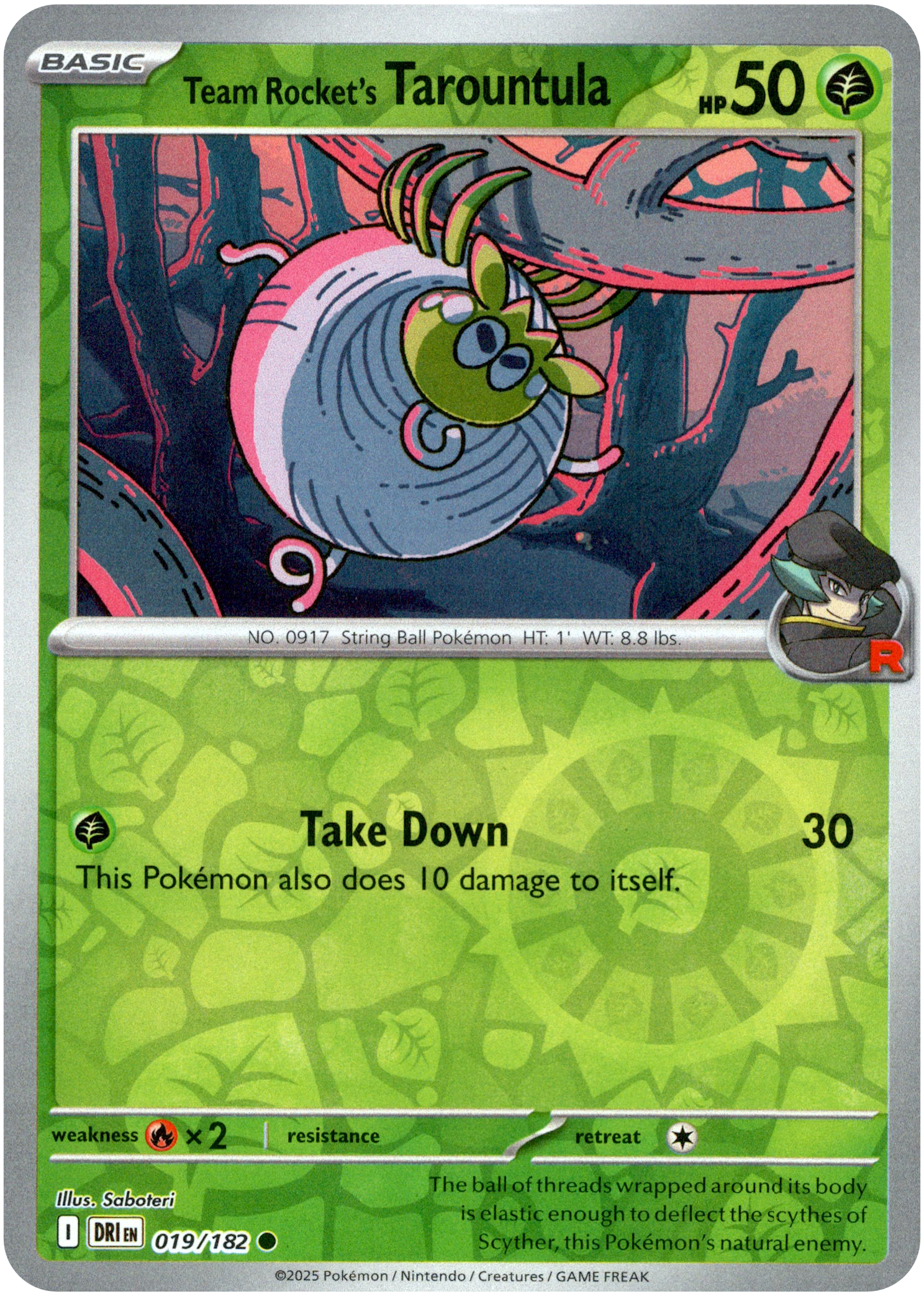 Team Rocket's Tarountula - 019/182 - Destined Rivals - Reverse Holo - Card Cavern