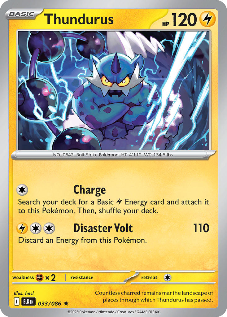 Thundurus - 033/086 - Black Bolt - Holo - Card Cavern