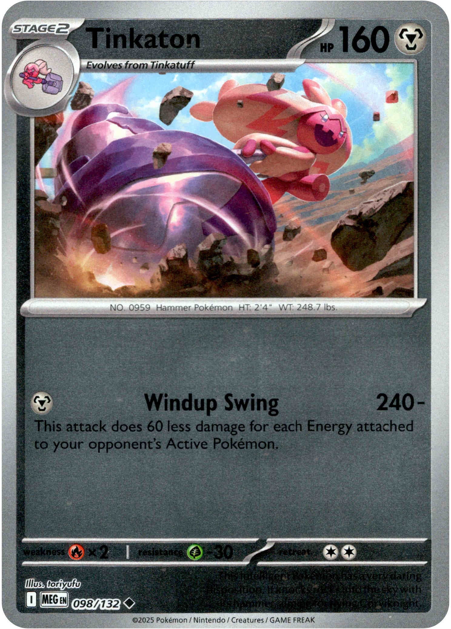 Tinkaton - 098/132 - Mega Evolution - Reverse Holo - Card Cavern