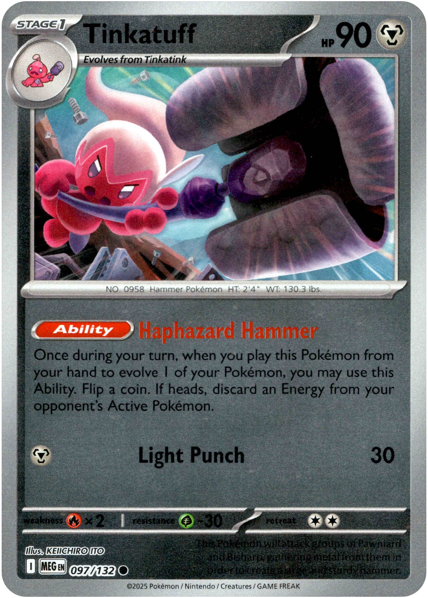 Tinkatuff - 097/132 - Mega Evolution - Reverse Holo - Card Cavern