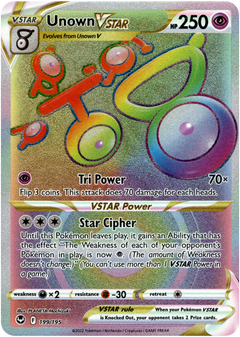 Unown VSTAR Hyper Rare - 199/195 - Silver Tempest - Holo - Card Cavern