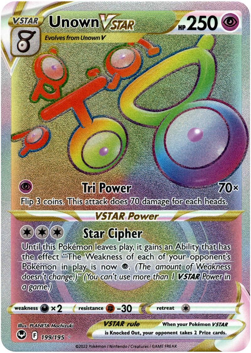 Unown VSTAR Hyper Rare - 199/195 - Silver Tempest - Holo - Card Cavern