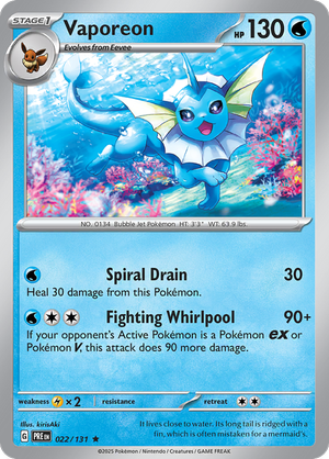 Vaporeon - 022/131 - Prismatic Evolutions - Holo - Card Cavern