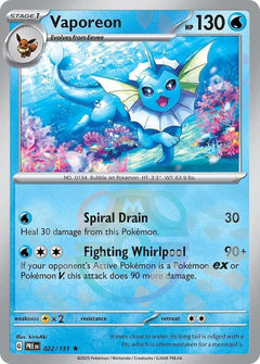 Vaporeon (Master Ball Pattern) - 022/131 - Prismatic Evolutions - Holo - Card Cavern