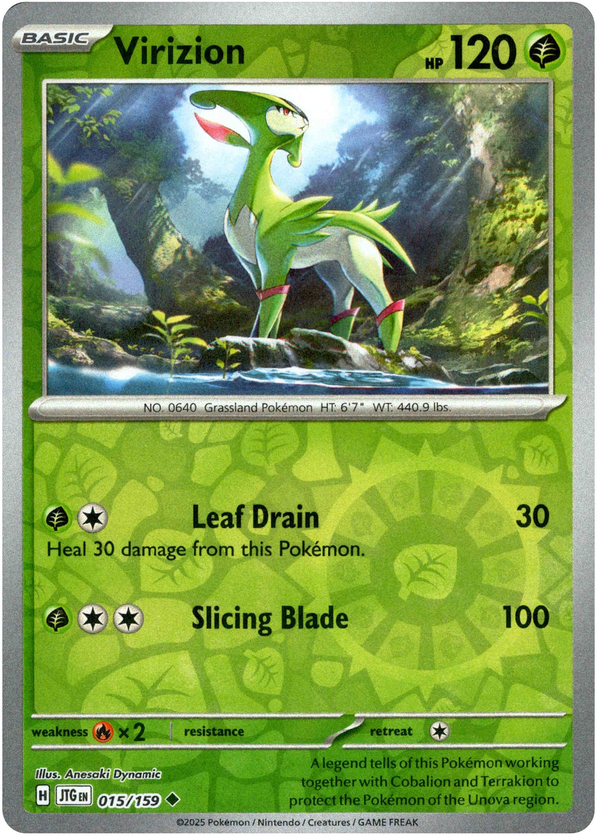 Virizion - 015/159 - Journey Together - Reverse Holo - Card Cavern