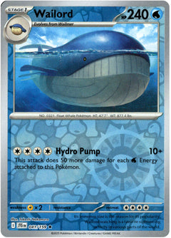 Wailord - 041/159 - Journey Together - Reverse Holo - Card Cavern