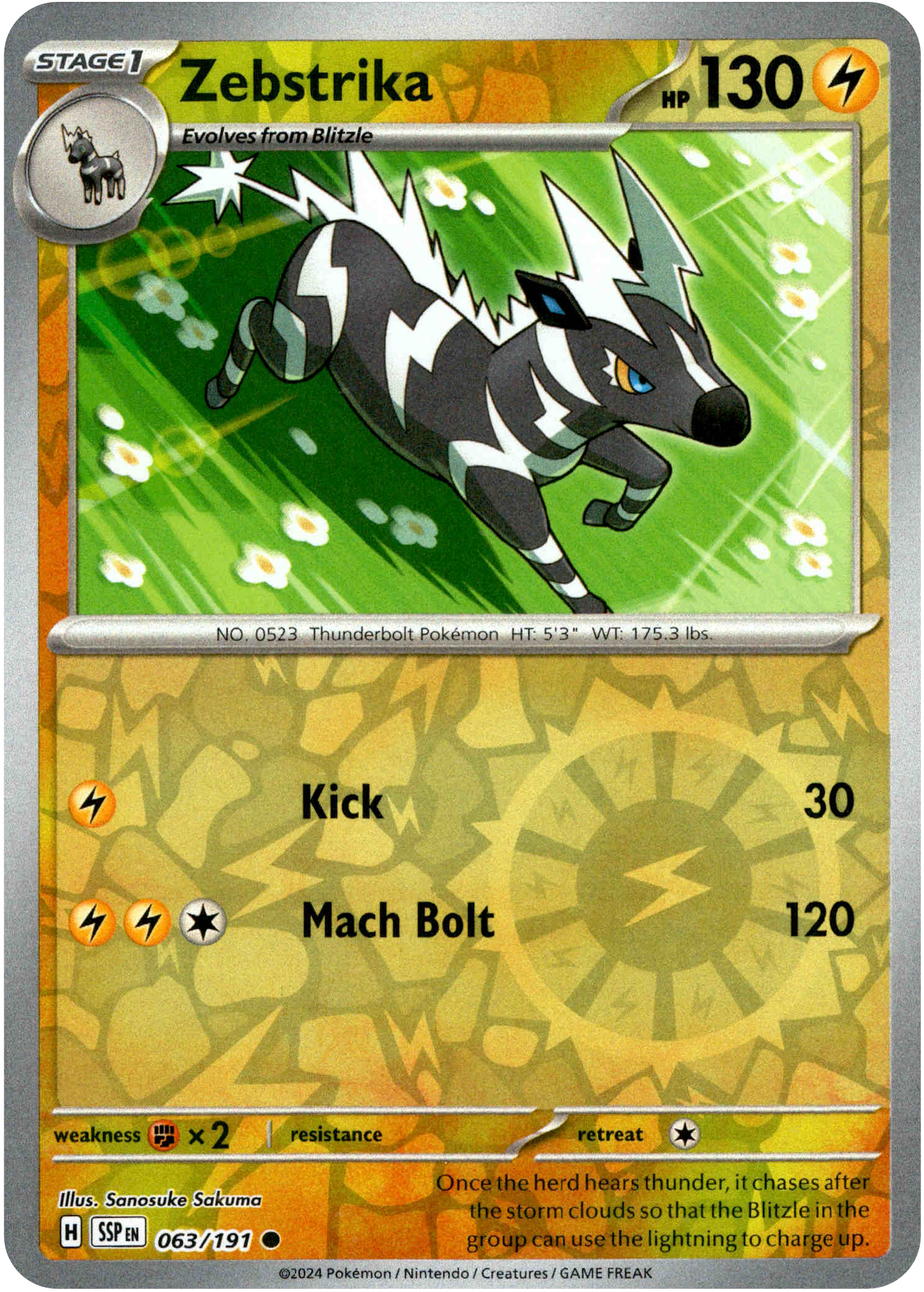 Zebstrika - 063/191 - Surging Sparks - Reverse Holo - Card Cavern