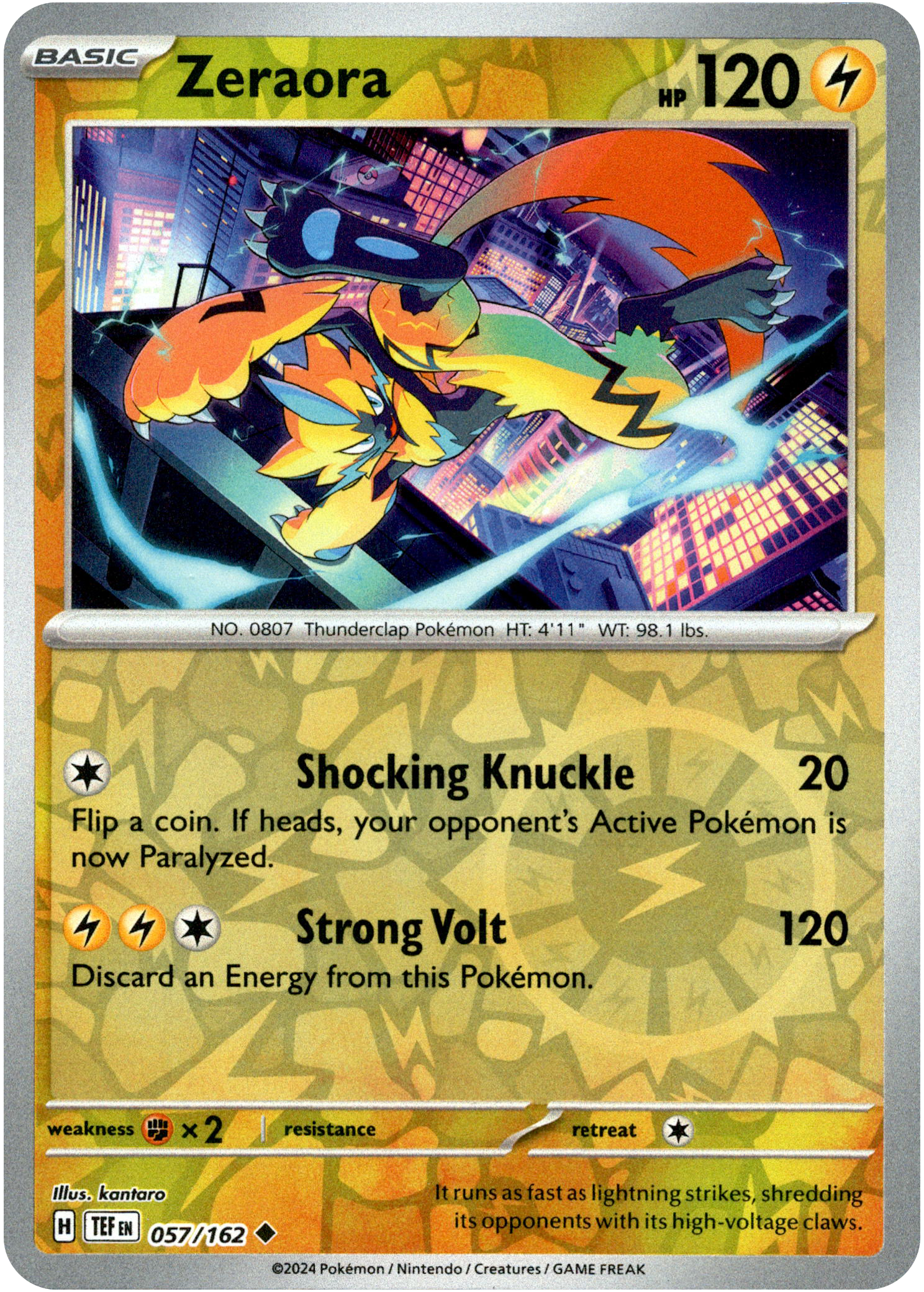 Zeraora - 057/162 - Temporal Forces - Reverse Holo - Card Cavern