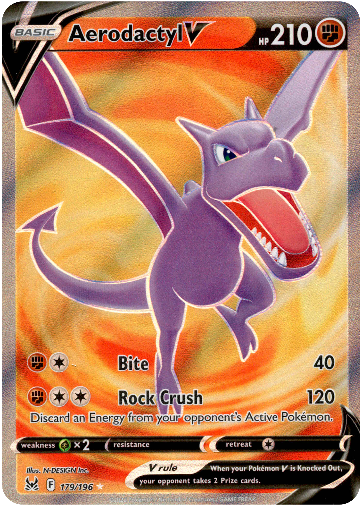 Aerodactyl V Full Art - 179/196 - Lost Origin - Holo - Card Cavern