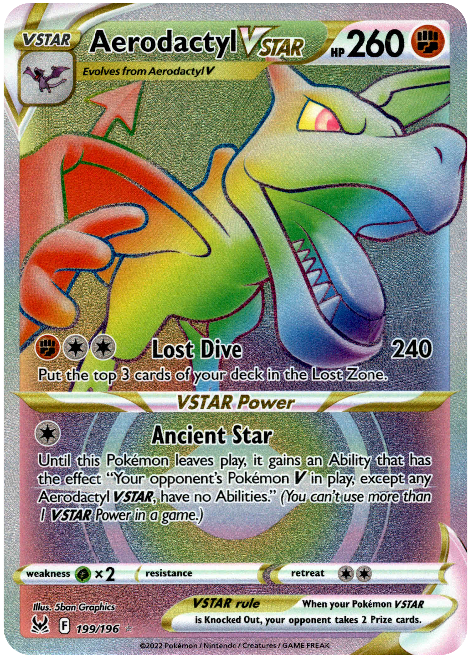 Aerodactyl VSTAR Hyper Rare - 199/196 - Lost Origin - Holo - Card Cavern