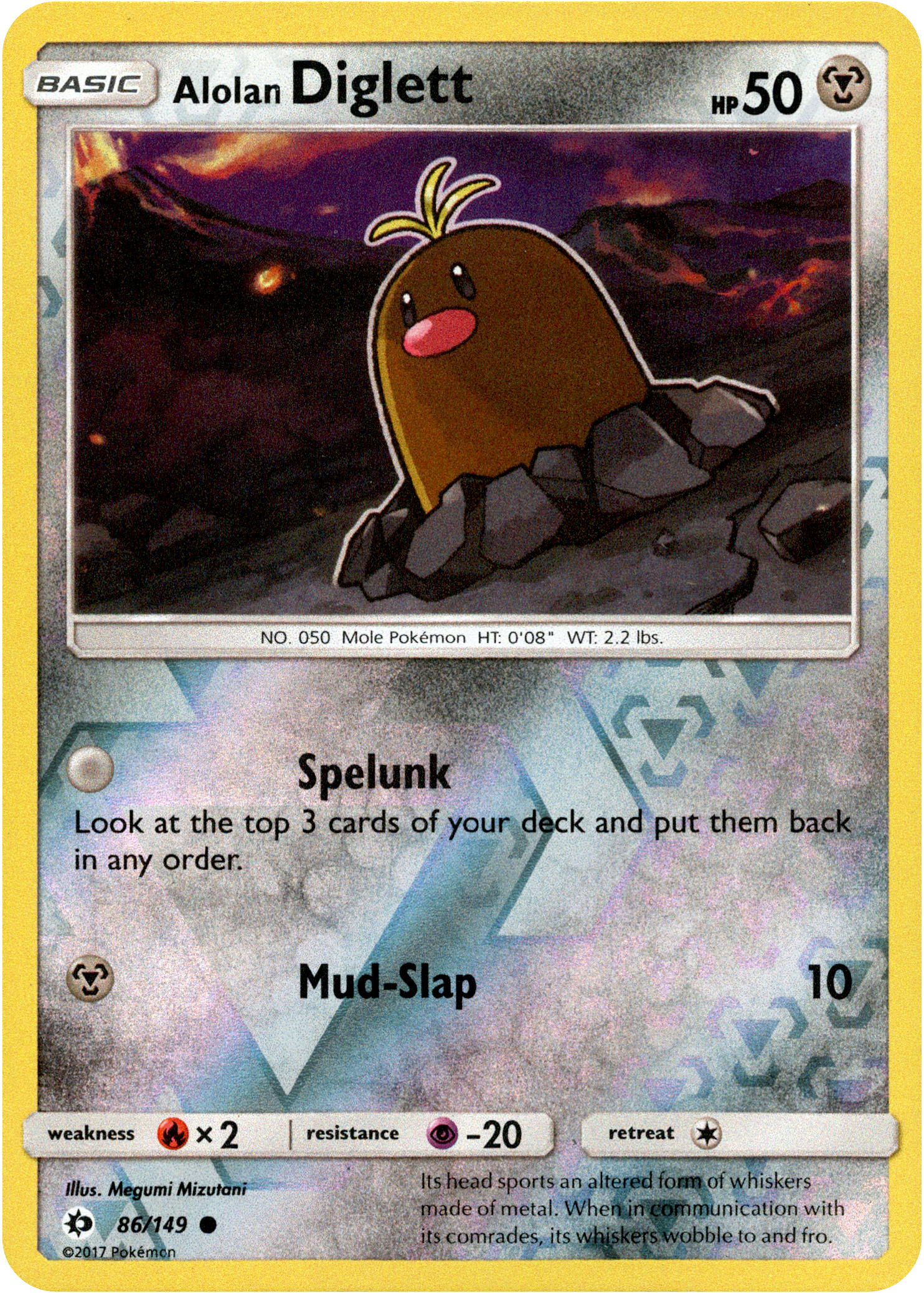 Alolan Diglett - 86/149 - Sun & Moon - Reverse Holo - Card Cavern