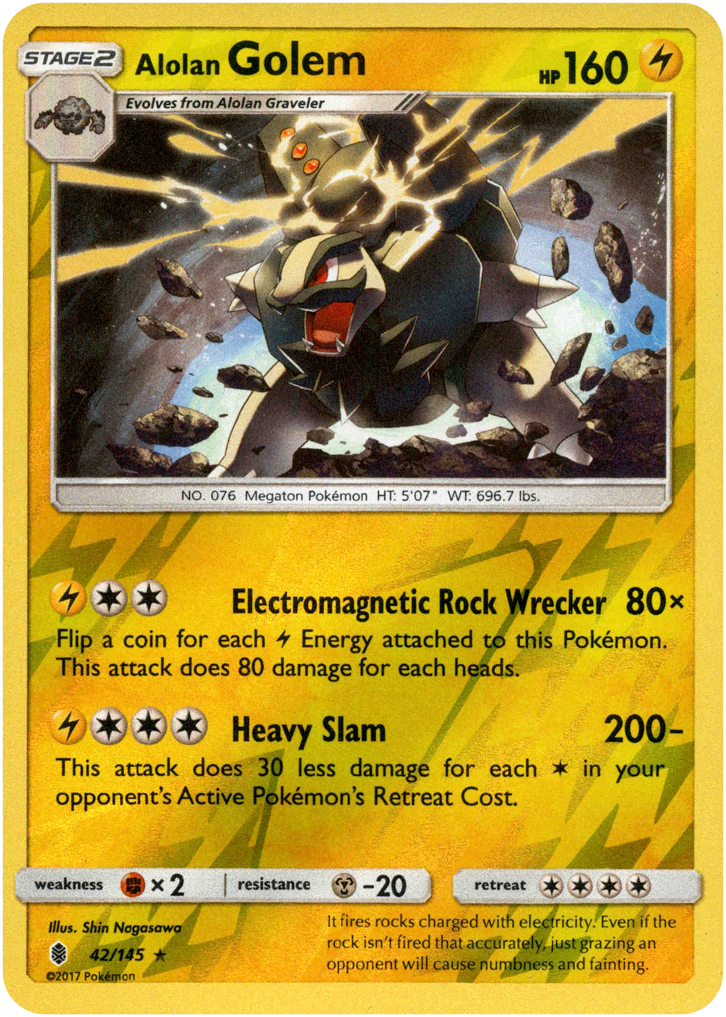 Alolan Golem - 42/145 - Guardians Rising - Reverse Holo - Card Cavern