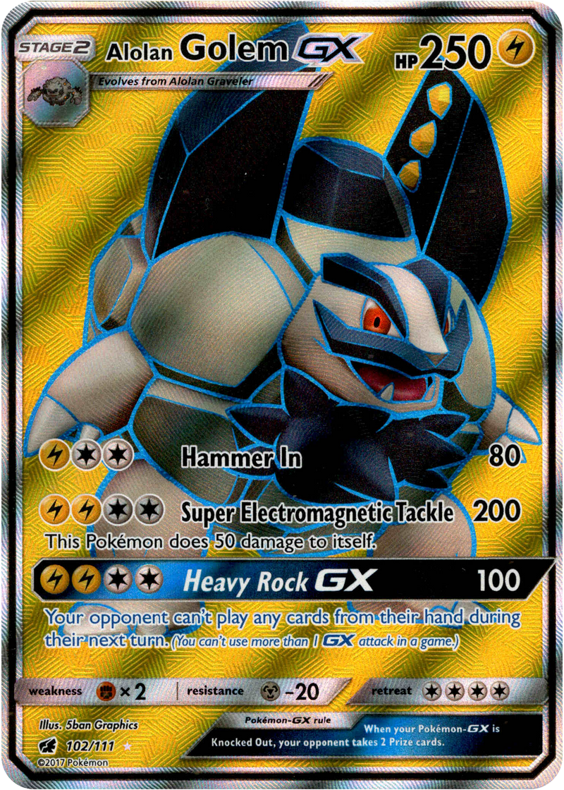 Alolan Golem GX Full Art - 102/111 - Crimson Invasion