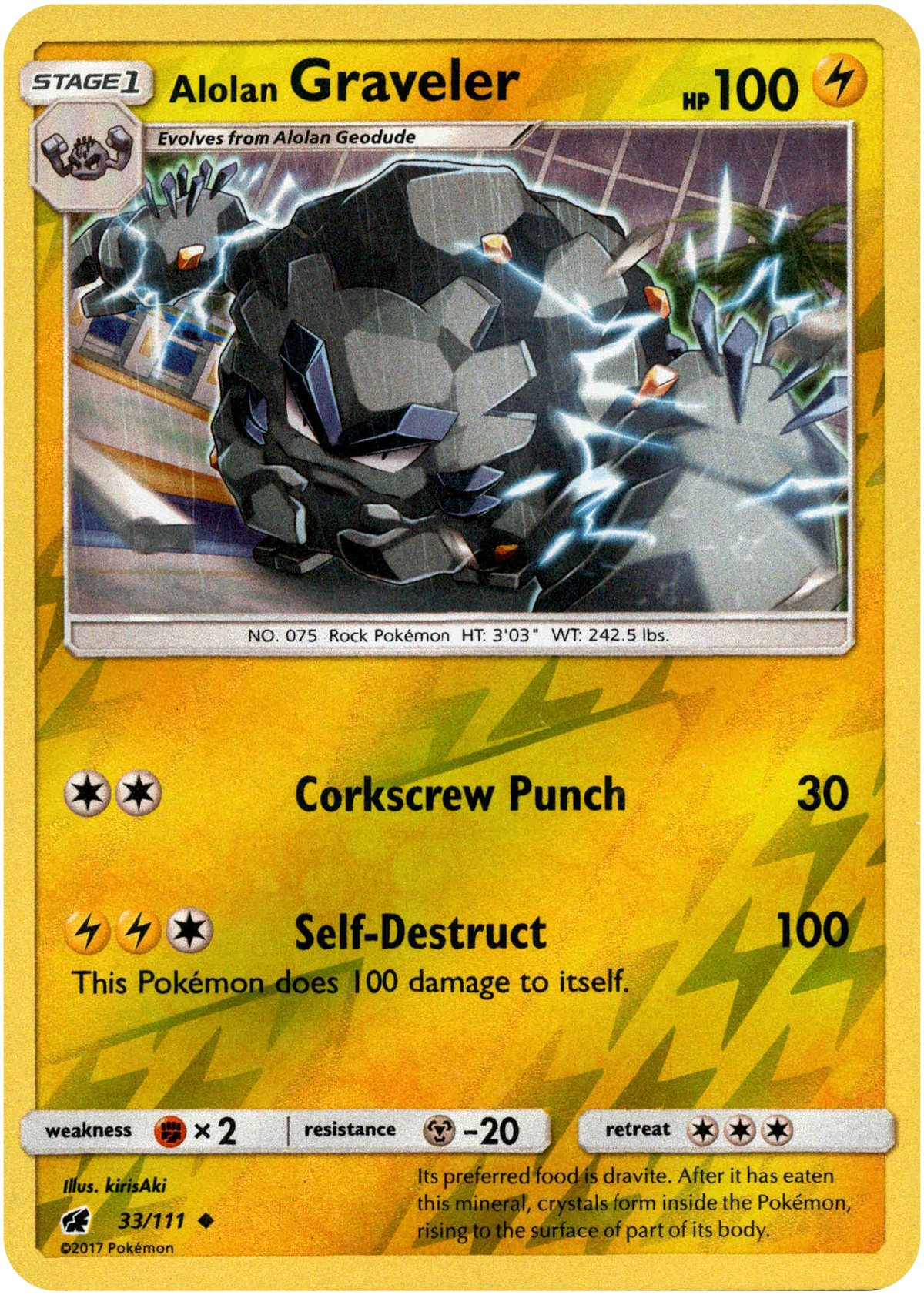Alolan Graveler - 33/111 - Crimson Invasion - Reverse Holo - Card Cavern