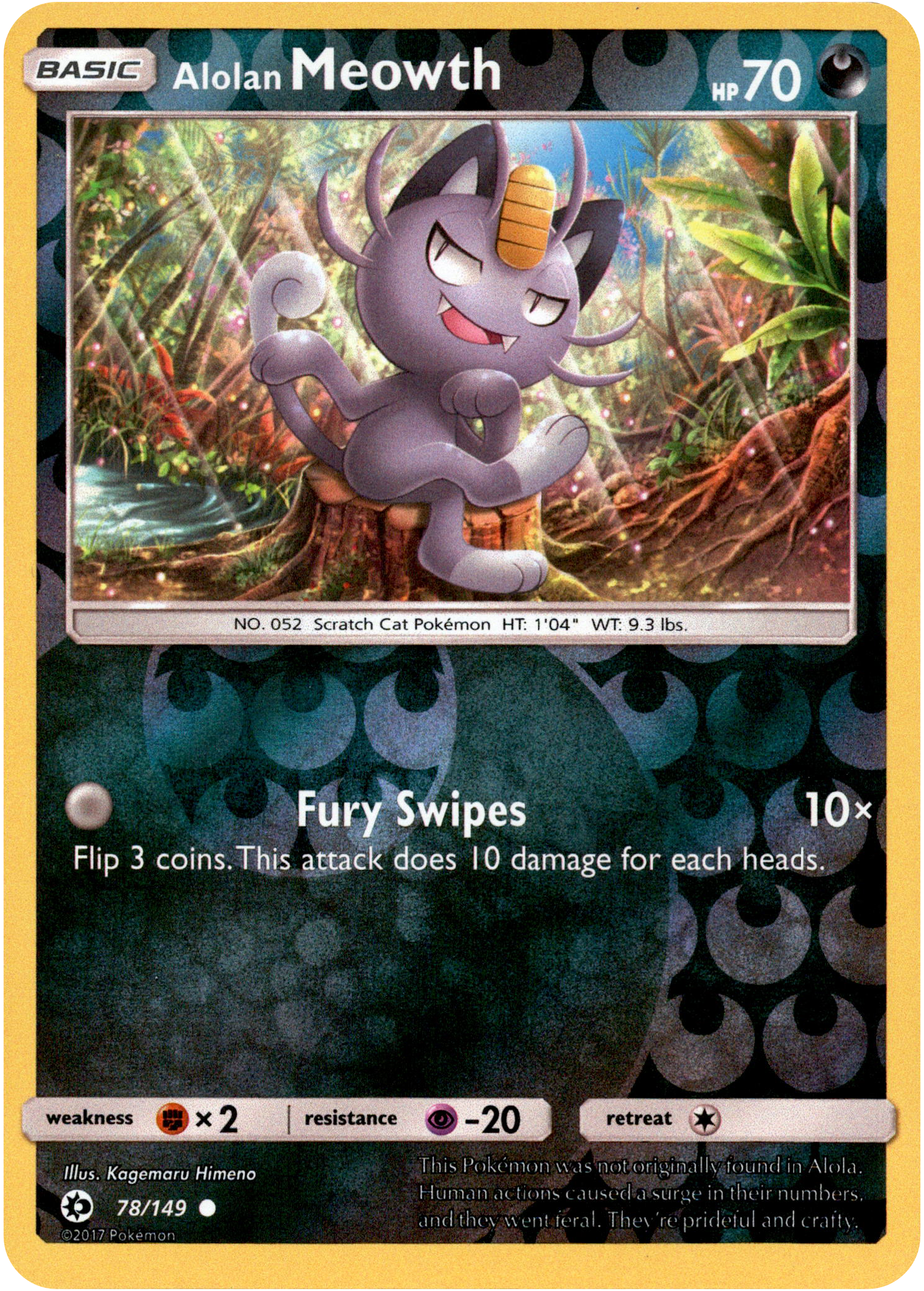 Alolan Meowth - 78/149 - Sun & Moon - Reverse Holo - Card Cavern