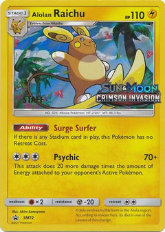 Alolan Raichu (Staff) Prerelease - SM72 - Promo - Card Cavern
