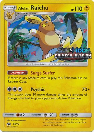 Alolan Raichu (Staff) Prerelease - SM72 - Promo - Card Cavern