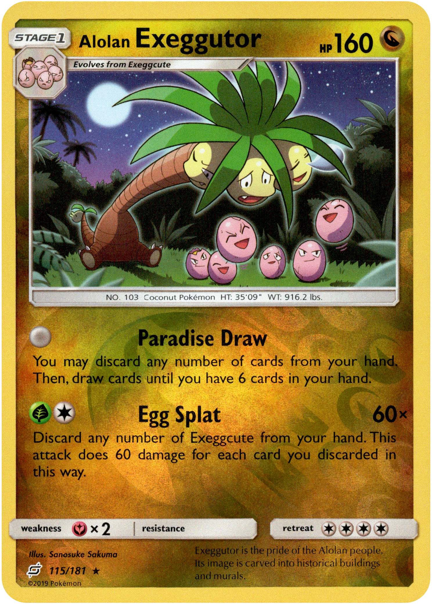 Alolan Exeggutor - 115/181 - Team Up - Reverse Holo - Card Cavern