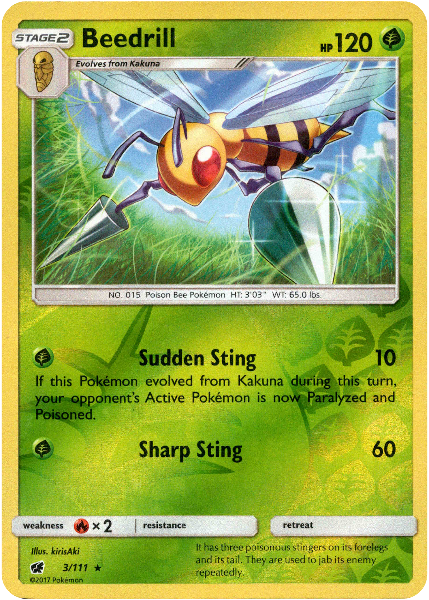 Beedrill - 3/111 - Crimson Invasion - Reverse Holo - Card Cavern