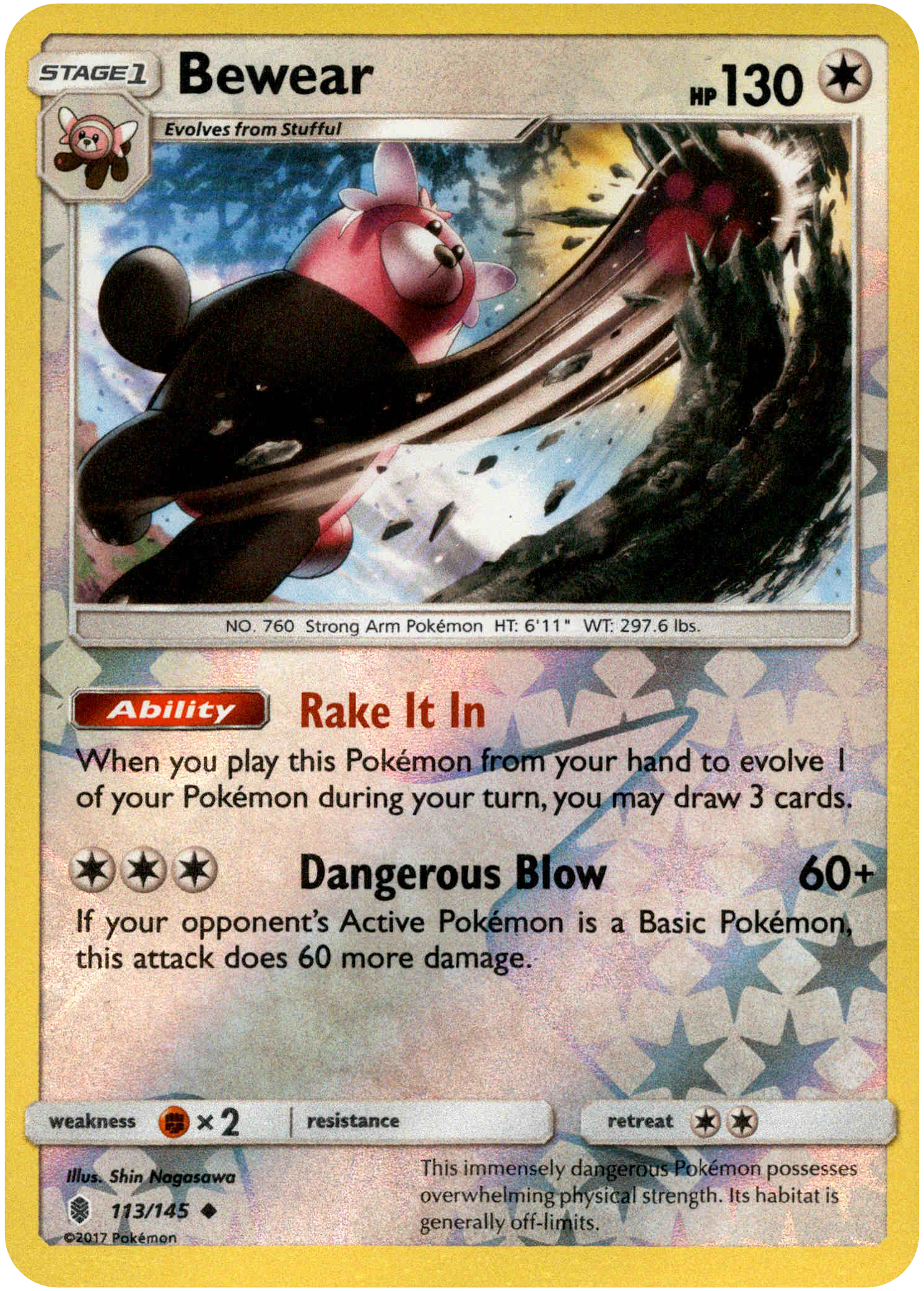 Bewear - 113/145 - Guardians Rising - Reverse Holo - Card Cavern