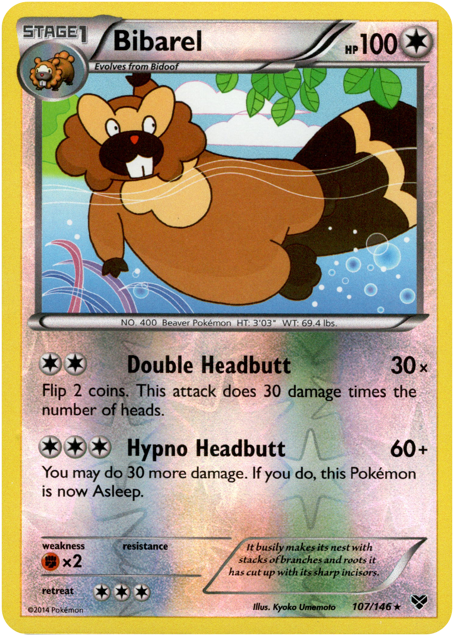 Bibarel - 107/146 - XY Base - Reverse Holo - Card Cavern