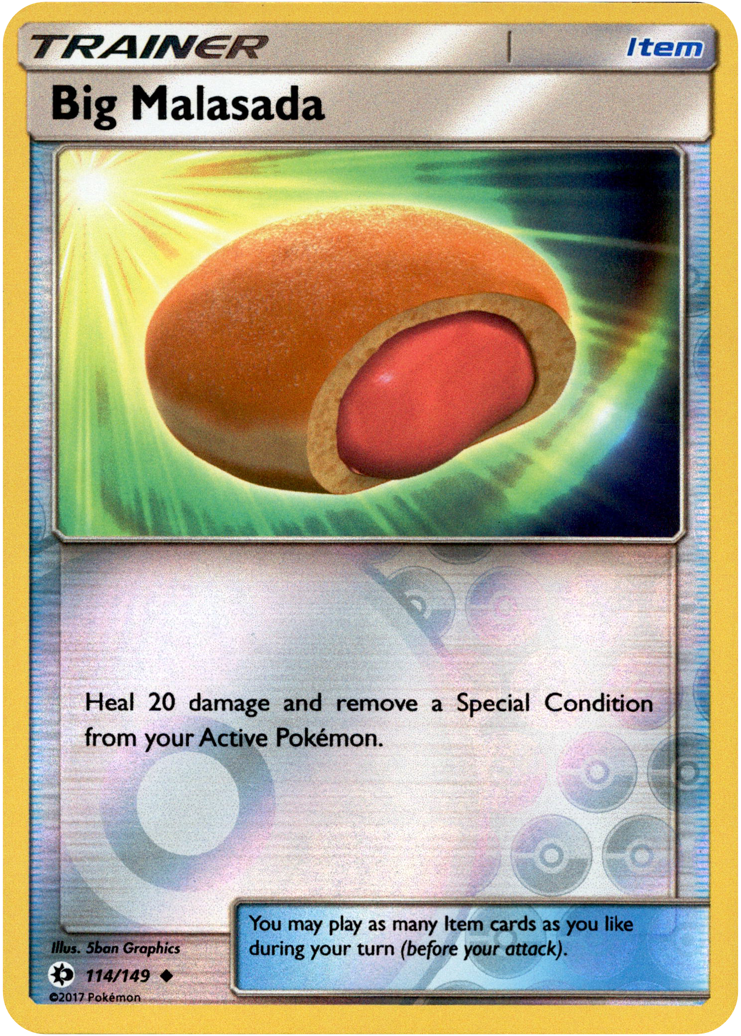 Big Malasada - 114/149 - Sun & Moon - Reverse Holo - Card Cavern
