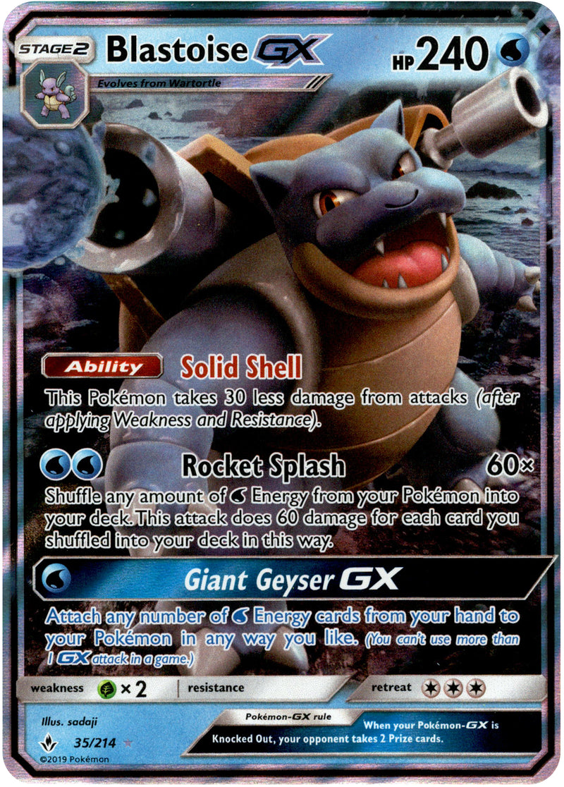 Blastoise GX - 35/214 - Unbroken Bonds - Holo Card Cavern Trading Cards, LLC Blastoise GX - 35/214 - Unbroken Bonds - Holo Card Cavern Trading Cards, LLC