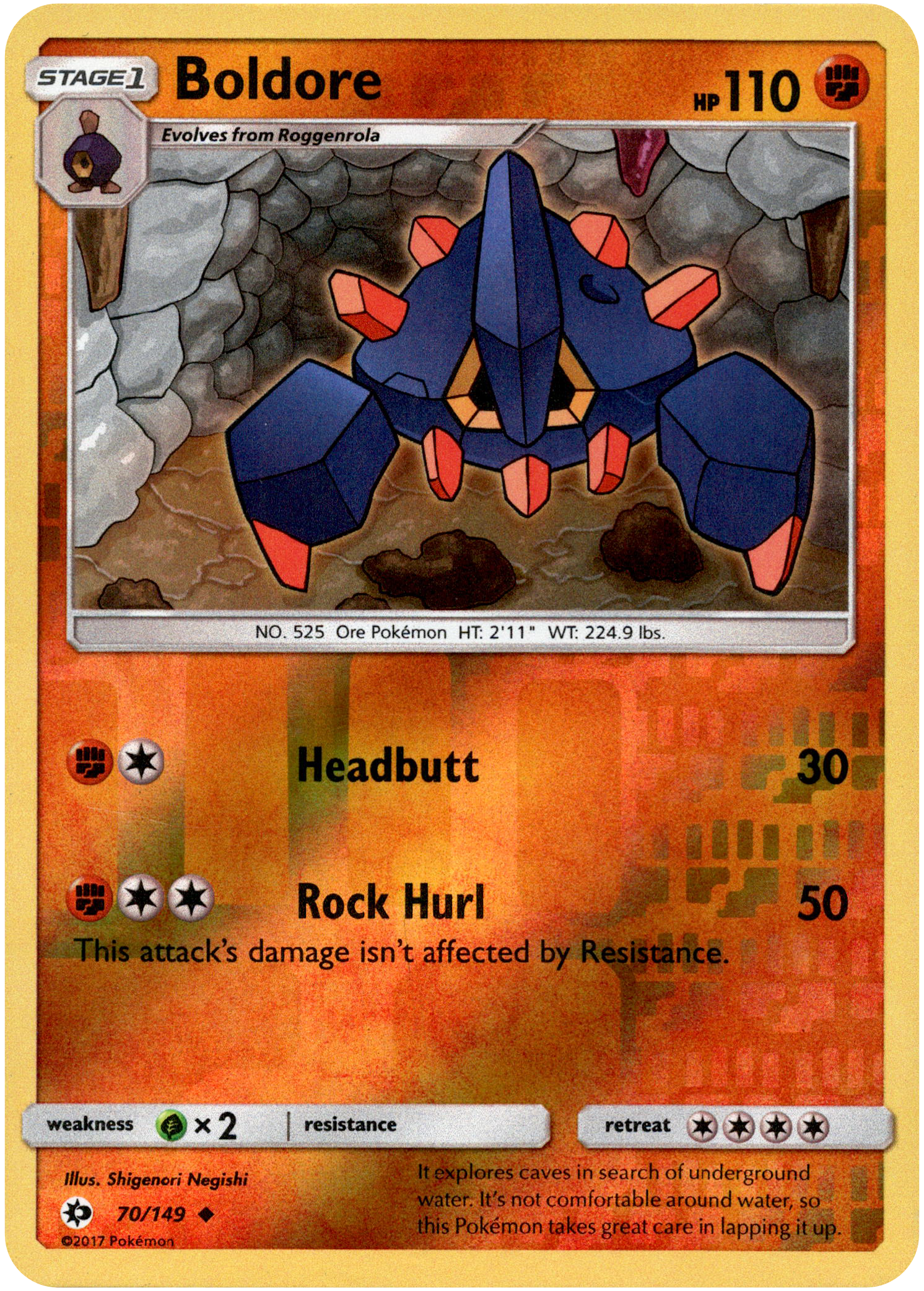 Boldore - 70/149 - Sun & Moon - Reverse Holo - Card Cavern