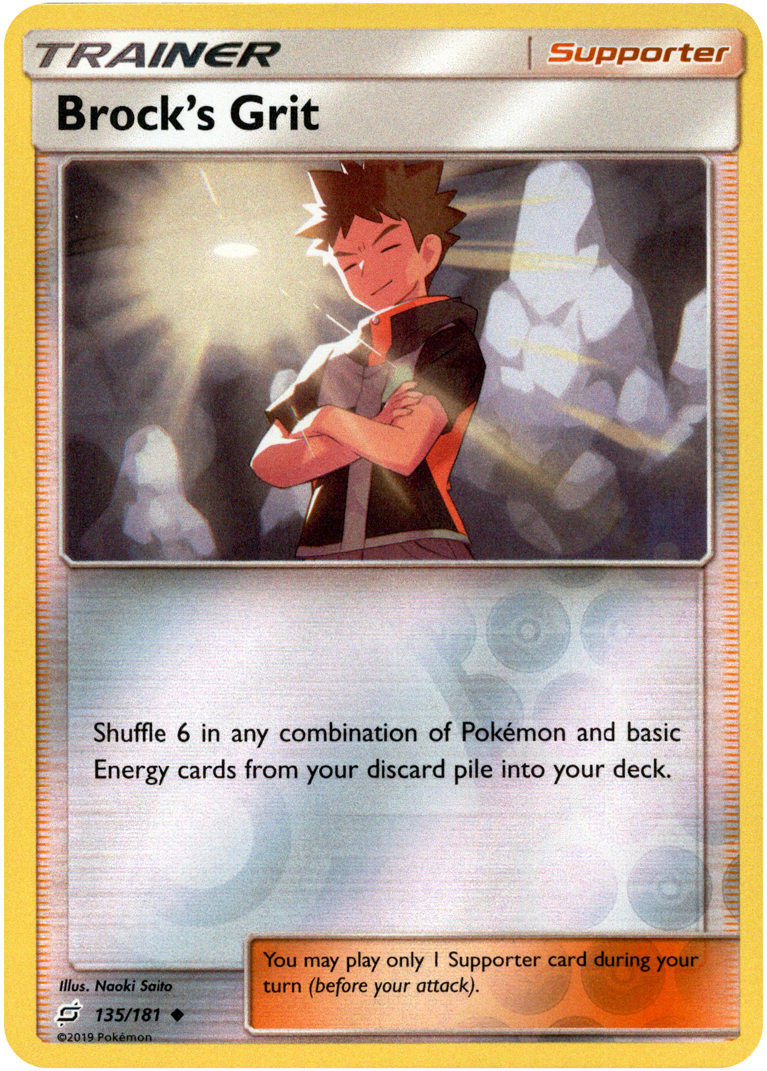 Brock's Grit - 135/181 - Team Up - Reverse Holo - Card Cavern