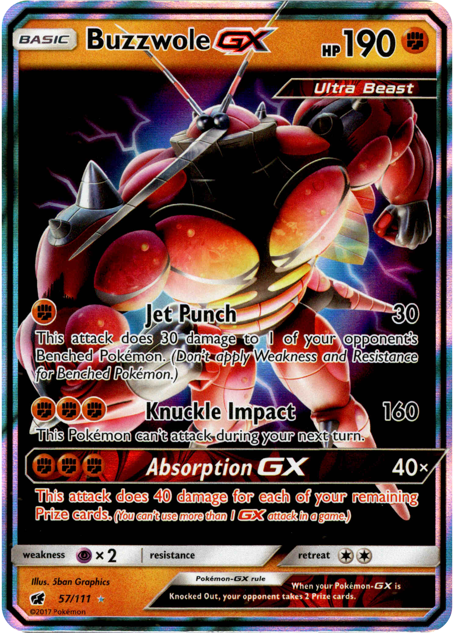 Buzzwole GX - 57/111 - Crimson Invasion - Holo - Card Cavern