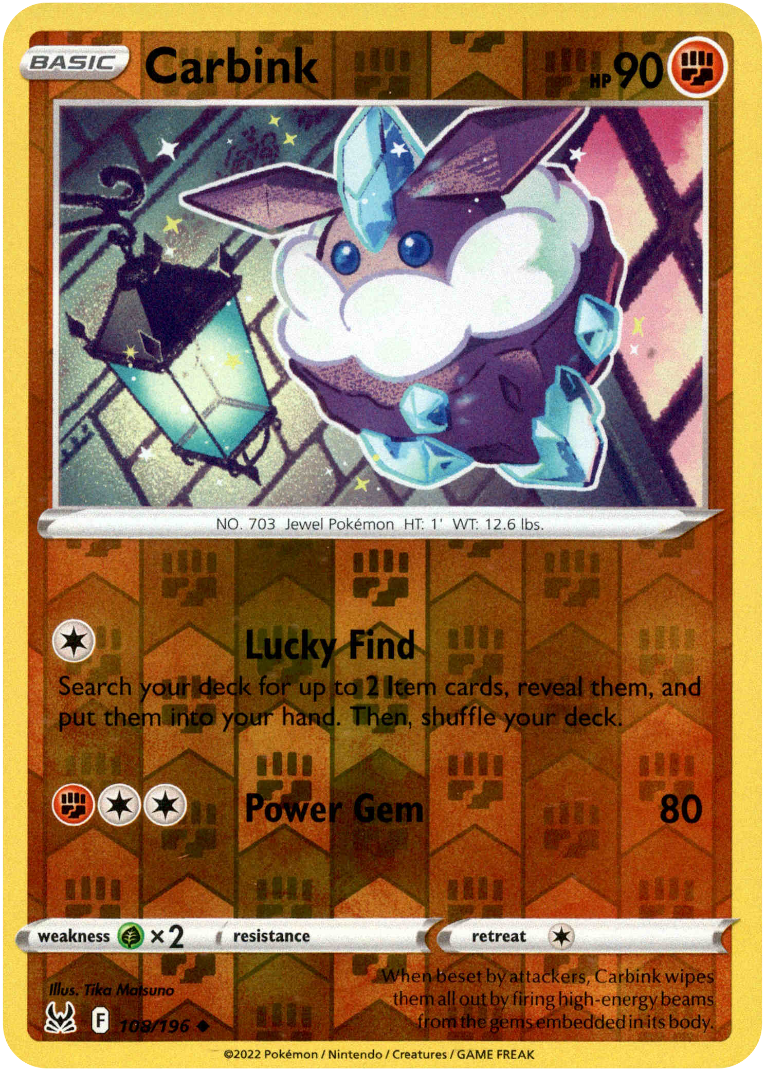 Carbink - 108/196 - Lost Origin - Reverse Holo - Card Cavern