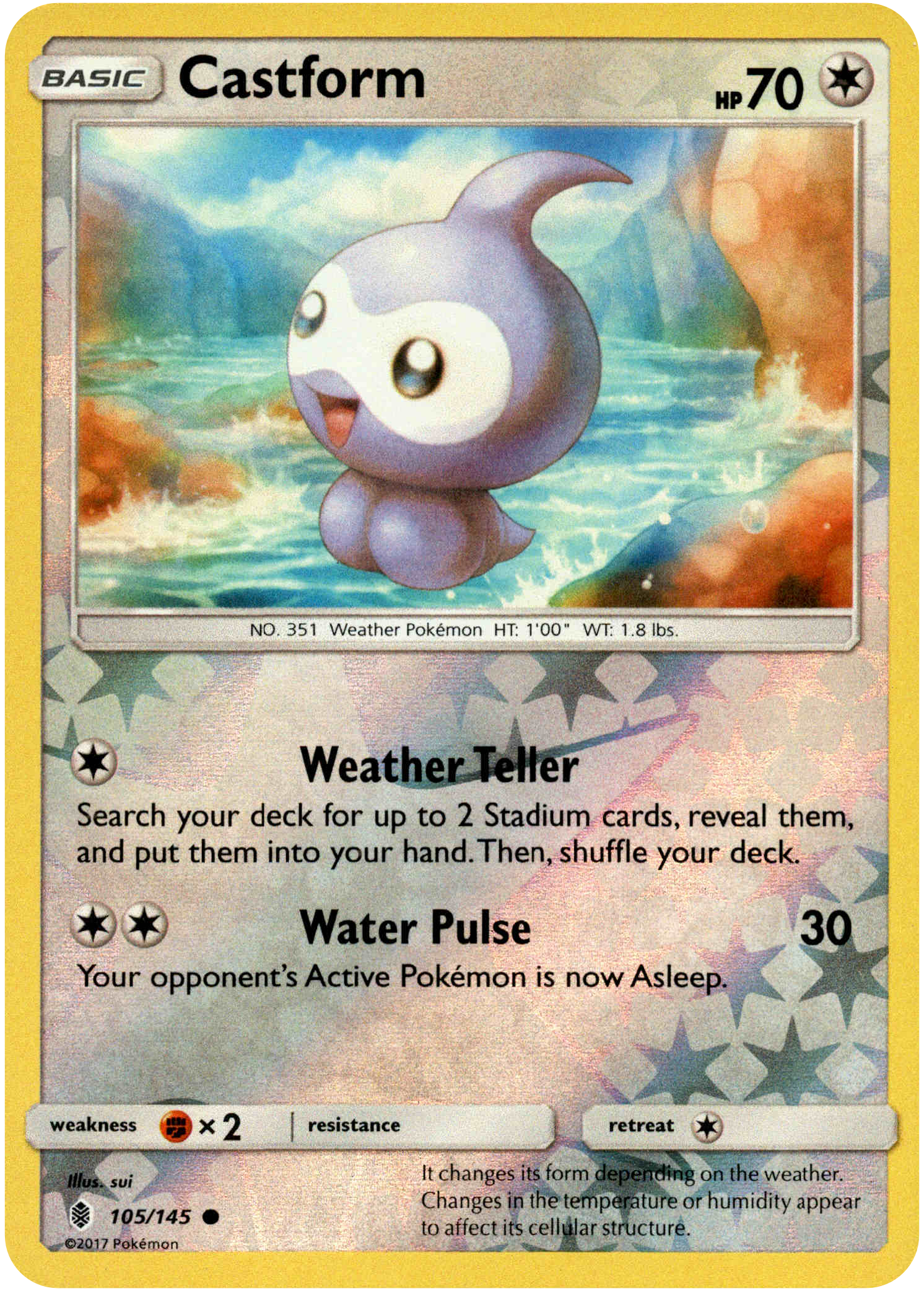 Castform - 105/145 - Guardians Rising - Reverse Holo - Card Cavern