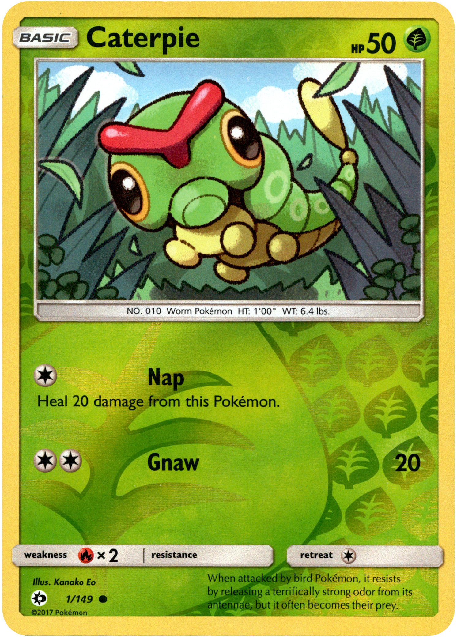 Caterpie - 1/149 - Sun & Moon - Reverse Holo - Card Cavern