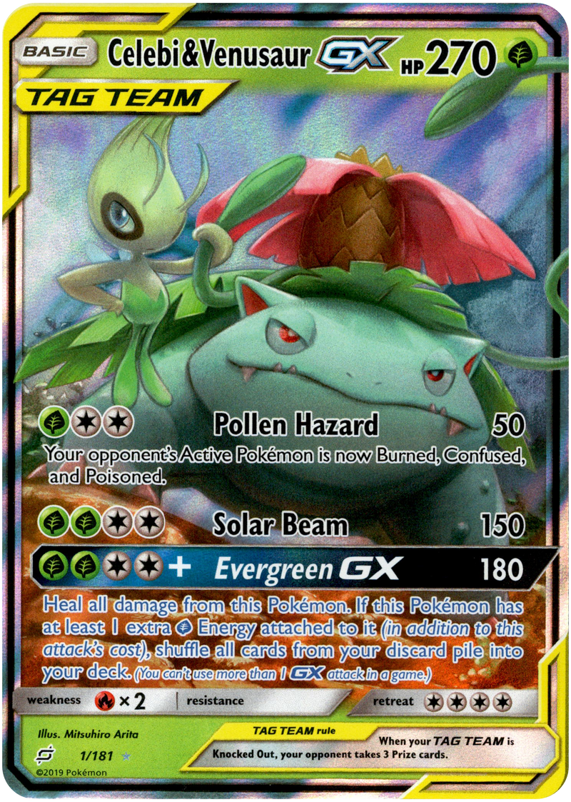 Celebi & Venusaur GX - 1/181 - Team Up - Holo - Card Cavern