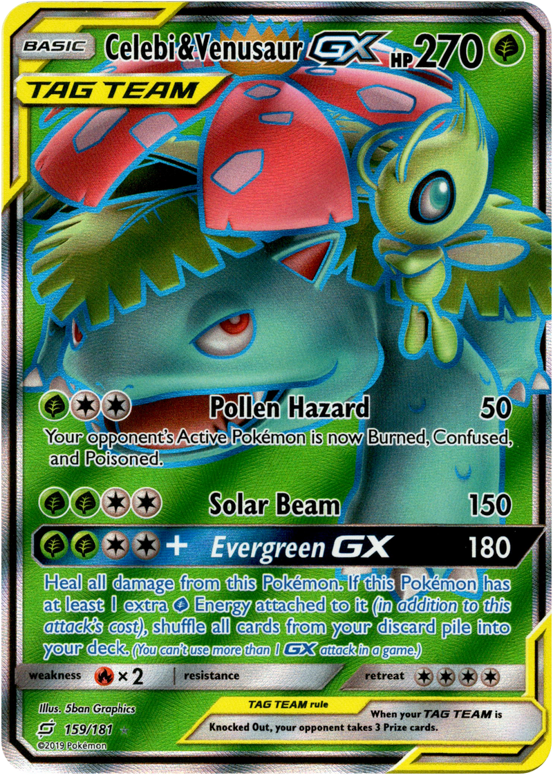 Celebi & Venusaur GX Full Art - 159/181 - Team Up - Holo - Card Cavern