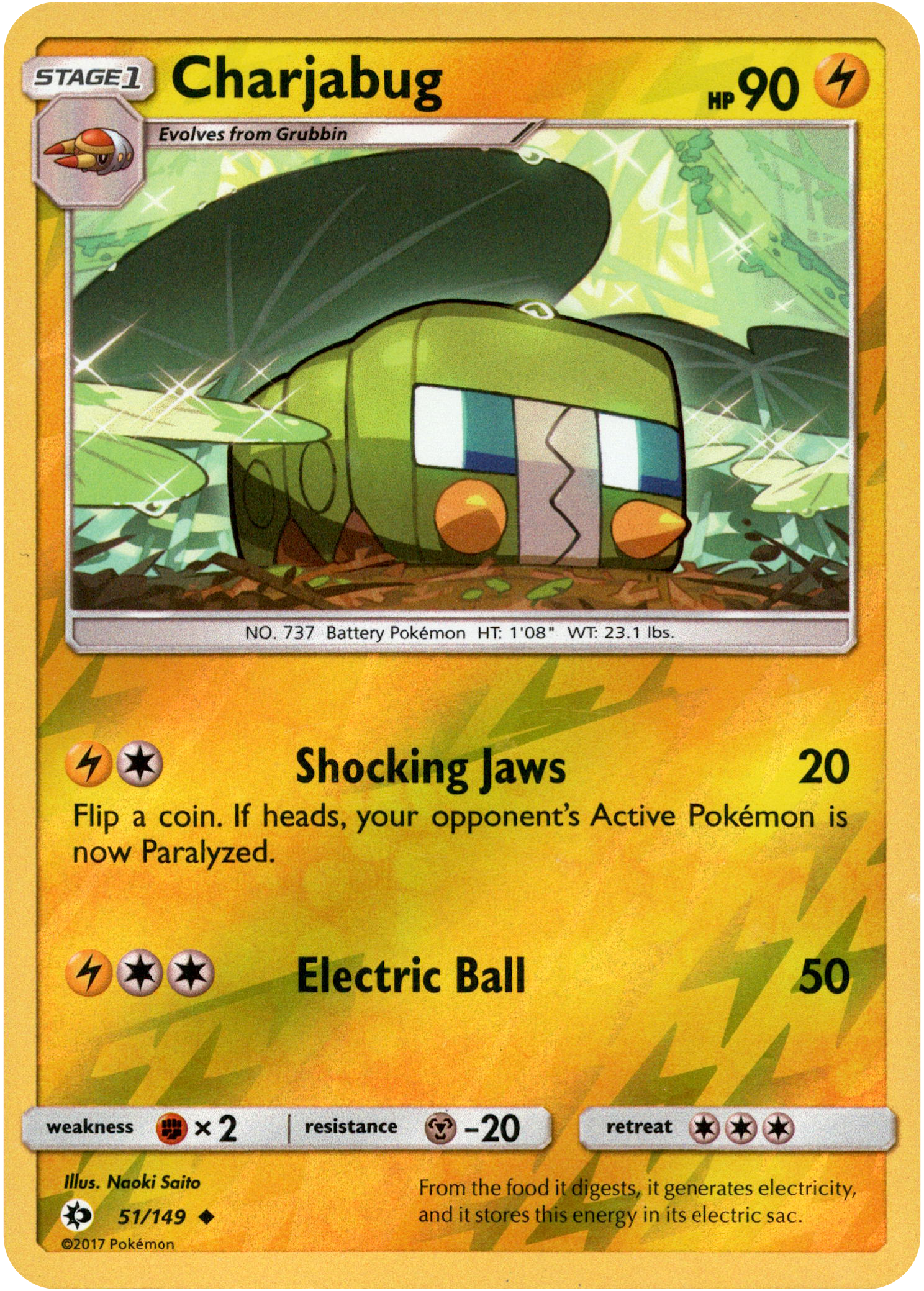 Charjabug - 51/149 - Sun & Moon - Reverse Holo - Card Cavern