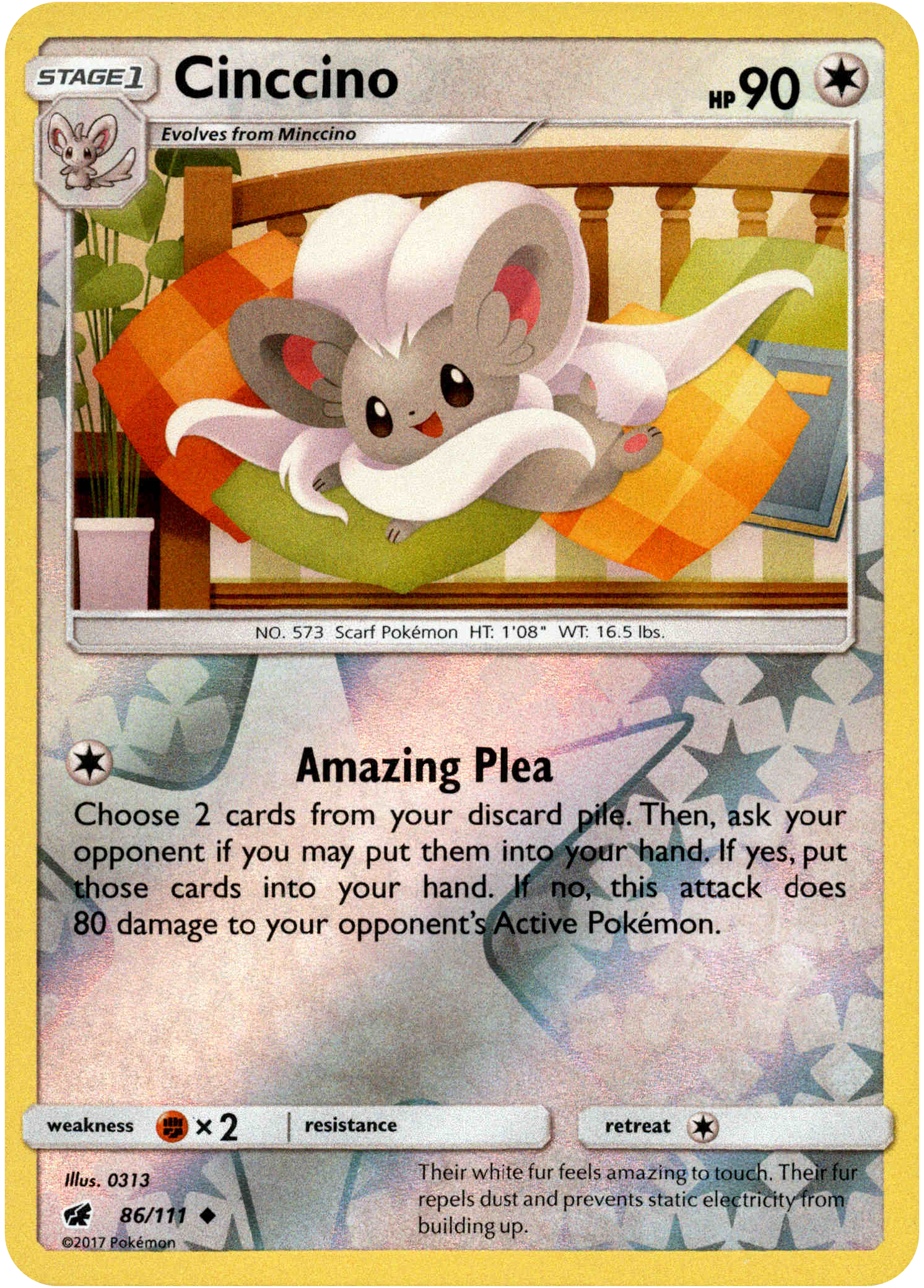 Cinccino - 86/111 - Crimson Invasion - Reverse Holo - Card Cavern