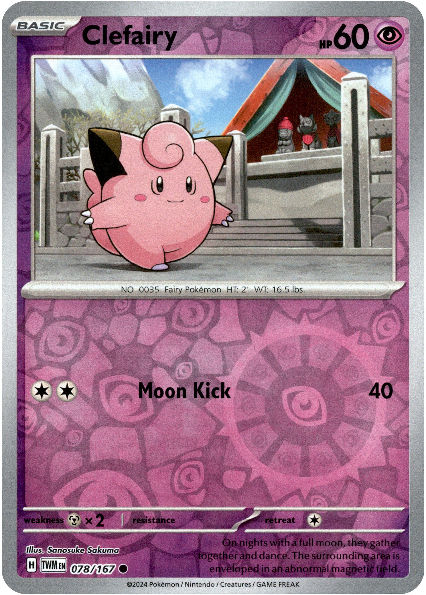 Clefairy - 078/167 - Twilight Masquerade - Reverse Holo - Card Cavern