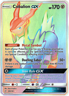 Cobalion GX Hyper Rare - 189/181 - Team Up - Holo - Card Cavern