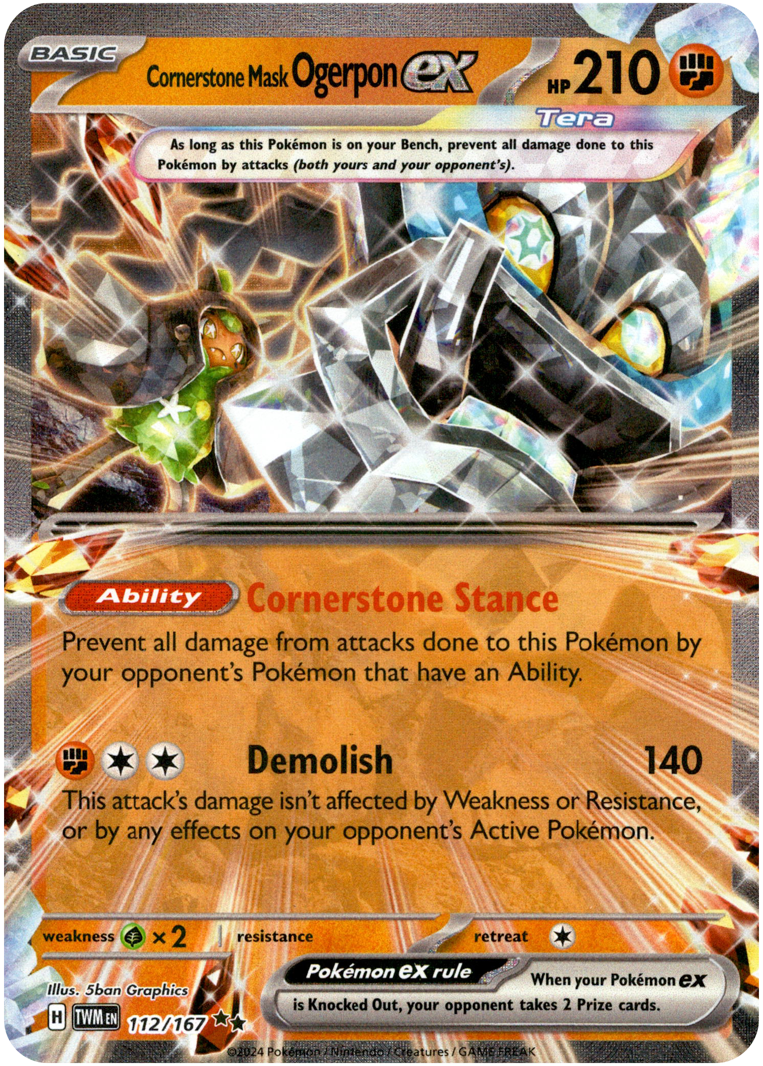 Cornerstone Mask Ogerpon ex - 112/167 - Twilight Masquerade - Holo - Card Cavern