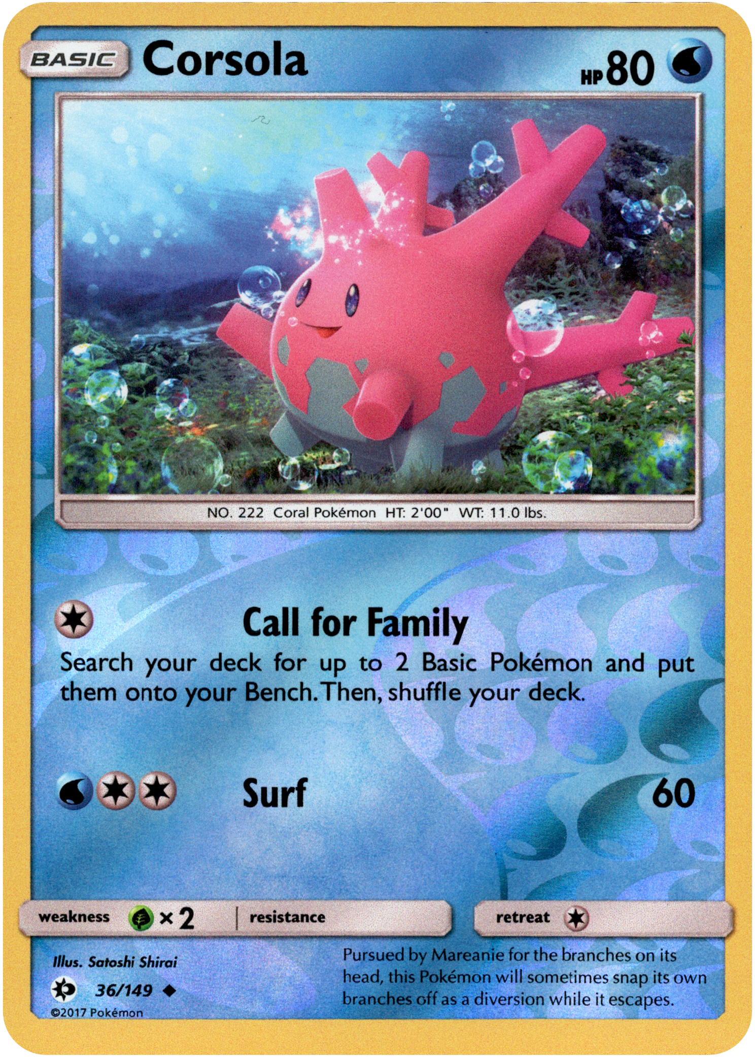 Corsola - 36/149 - Sun & Moon - Reverse Holo - Card Cavern