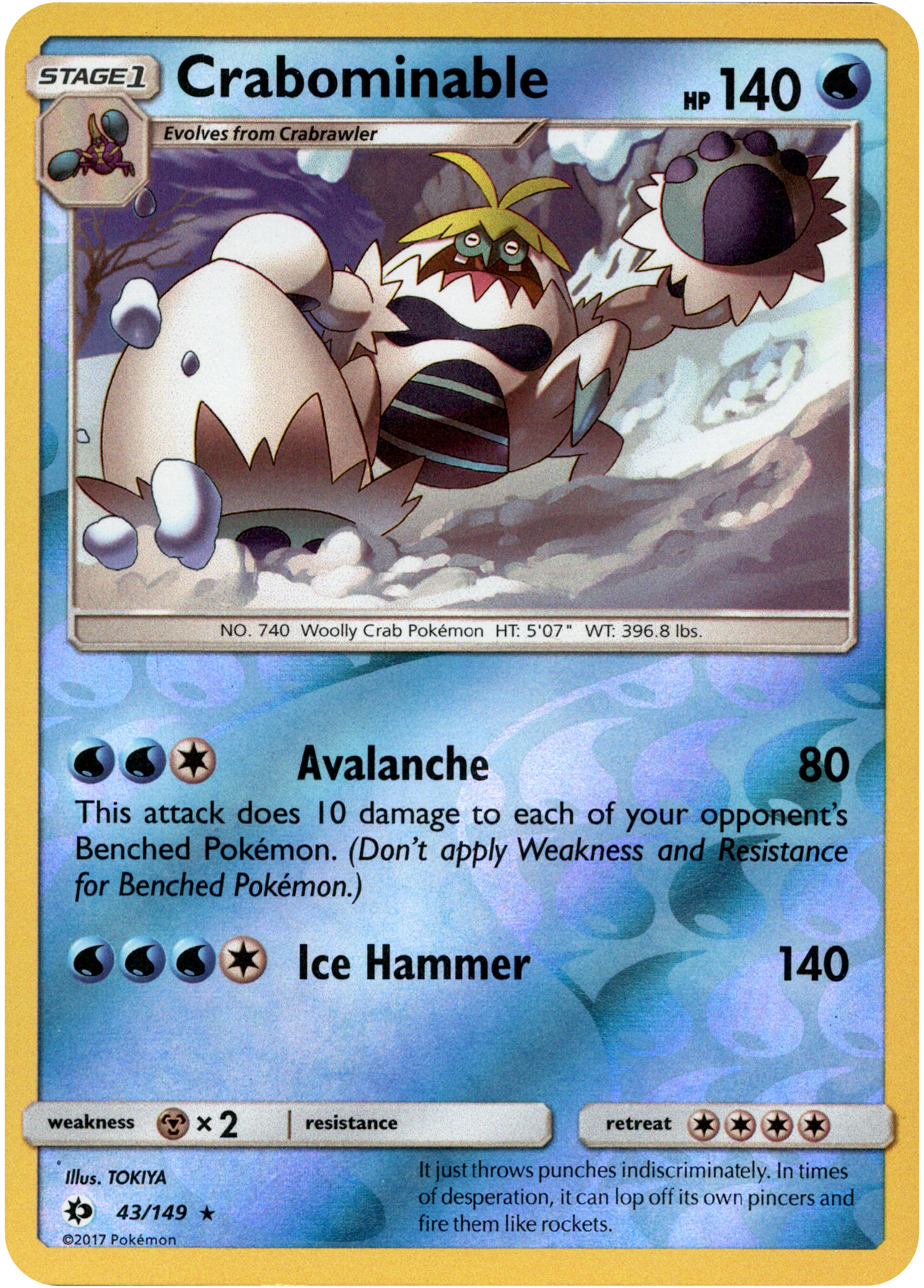 Crabominable - 43/149 - Sun & Moon - Reverse Holo - Card Cavern
